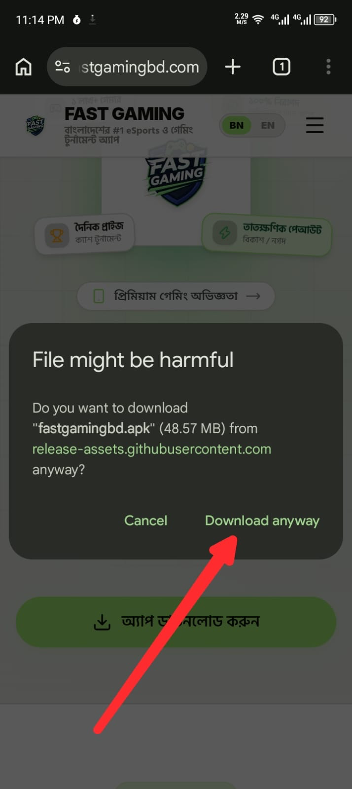 Step 1 - Download anyway prompt