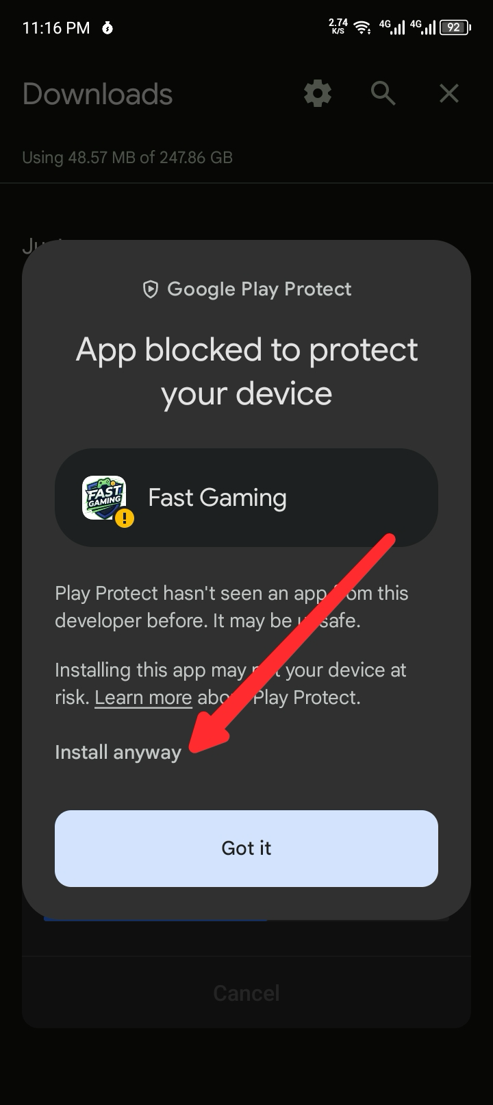 Step 4 - Tap Install anyway