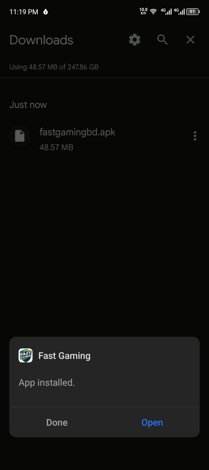 Step 5 - App installed Open button